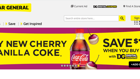 Dollar General Cherry Vanilla Coca-Cola Carousel Ad